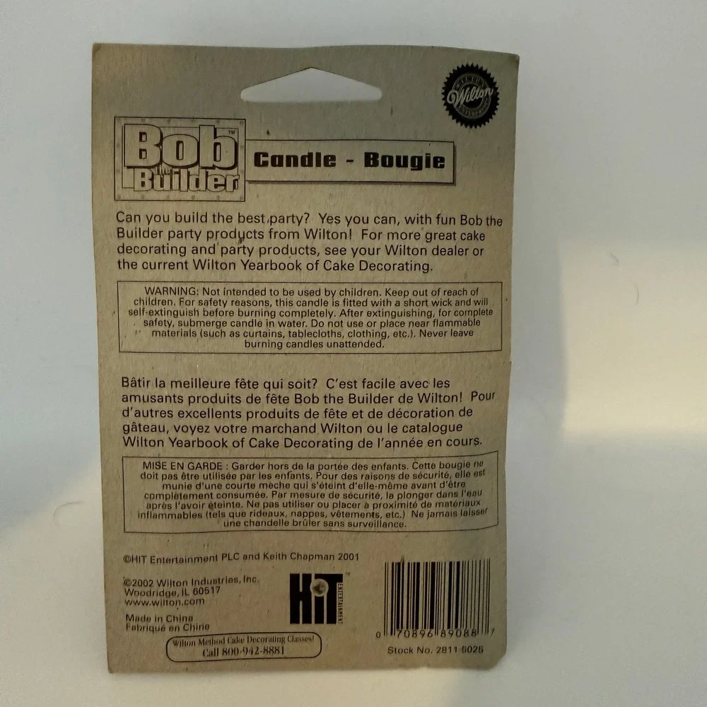 Vintage 2002 Wilton Bob the Builder Birthday Candle Cake Topper New in Package